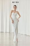  Váy trắng dài cúp ngực body nhún BY DI 
