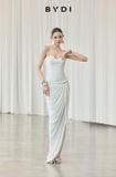  Váy trắng dài cúp ngực body nhún BY DI 
