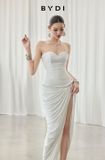  Váy trắng dài cúp ngực body nhún BY DI 