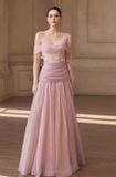  Đầm dạ hội trễ vai tím khói JOSEPHINE 