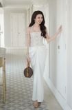  Váy trắng choàng cổ ngực phối lưới đuôi cá CASLITADEMINHTHANH 