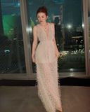  Váy dài cổ xẻ chữ V nơ ngay bụng XYBYMY XY 