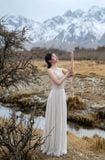  Váy kem cổ yếm hở ngực  LOVELYN 