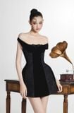  Váy đen trễ vai ôm body ngắn BYDI 