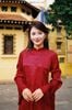 Cho thuê áo dài đỏ CHÂU ĐOAN quần trắng lụa XÉO XỌ đi đám cưới đẹp