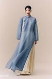  W - Set áo dài xanh dương quần màu be size M áo lót trong size L DINGDANG 