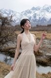  Váy kem cổ yếm dài xoè  LOVELYN 