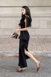  Váy đen dài trễ vai thanh lịch DENIO 