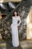  Váy nhún trắng tay dài trễ vai CALISTADEMINHTHANH 