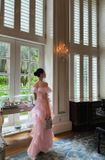  Váy hồng dài bẹt vai xếp tầng NAN ATELIER 