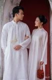  W - Áo dài NAM PHỤNG MINH trắng LALIN 