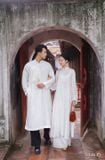  W - Áo dài NAM PHỤNG MINH trắng LALIN 