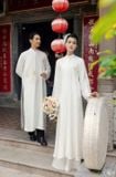  W - Áo dài NAM PHỤNG MINH trắng LALIN 