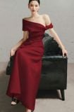 Váy đỏ xoắn 1 bên tay LANE JT 