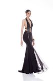  Set dạ hội đen đính đá tua rua MAEL FEMME 