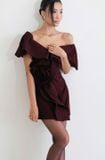  Váy đỏ ngắn bẹt vai TRIO JI 