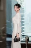  Váy trắng dài ôm body tay dài CASLITADEMINHTHANH 