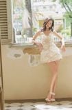  Váy trắng ngắn đính hoa công chúa  MUST HAVE 