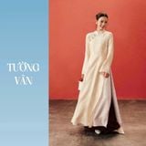  W - Áo dài màu kem Tường Vân quần nâu đỏ LIÊU THIÊN 