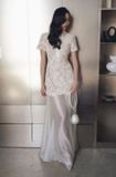  Váy trắng dài phối ren cổ sơ mi OIA 