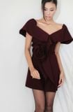  Váy đỏ ngắn bẹt vai TRIO JI 
