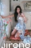  Váy xanh dương tà chéo phối ren trắng JIRENE 