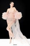  Đầm hồng nude ngắn đính đá kèm choàng rời BANDAGE DRESS 