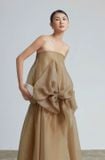  Đầm nâu dài cúp ngực xoè WEWEAR.OFFICIAL 
