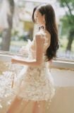  Váy trắng ngắn đính hoa công chúa  MUST HAVE 