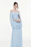  Váy dạ hội xanh dương trễ vai xếp ly dài MOLLYNISTA 
