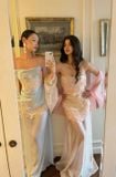  Váy hồng hai dây ren sexy không kèm choàng OIA 