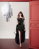  Váy đen dài voan chéo vai MUST HAVE 