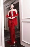  Váy đổ cúp ngực kèm choàng lông vũ BANDAGE DRESS 
