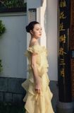  Váy vàng dài bèo tầng NAN ATELIER 
