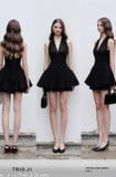  Váy đen ngắn cổ yếm TRIO JI 