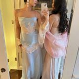  Váy hồng hai dây ren sexy không kèm choàng OIA 