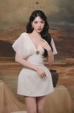 Váy ngắn trắng cổ chữ V ELÉNII 