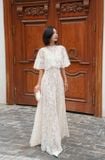  Váy kem họa tiết ren dài che tay  JENNIE CHOO 