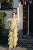  Váy vàng dài bèo tầng NAN ATELIER 
