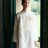  W- Áo dài Nam màu be hoạ tiết thêu tay MAISON LONG 