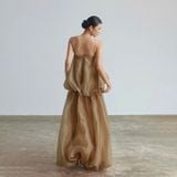  Đầm nâu dài cúp ngực xoè WEWEAR.OFFICIAL 