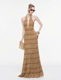  Váy nâu cổ yếm dài xoè tầng MOLLYNISTA 