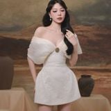  Váy ngắn trắng cổ chữ V ELÉNII 