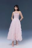  Váy hồng cúp ngực xếp tầng organza phồng nữ tính JOSEPHINE 