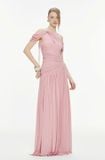  Váy hồng lệch vai drape mềm mại MOLLYNISTA 