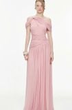  Váy hồng lệch vai drape mềm mại MOLLYNISTA 