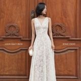  Váy kem họa tiết ren dài che tay  JENNIE CHOO 