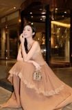  Váy nâu dài công chúa phối ren DOCEMEO 