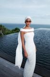  Đầm trắng thun dài trễ vai CHATS 