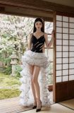  Váy hai dây đen tà trắng phồng  GLAMDOLL 
